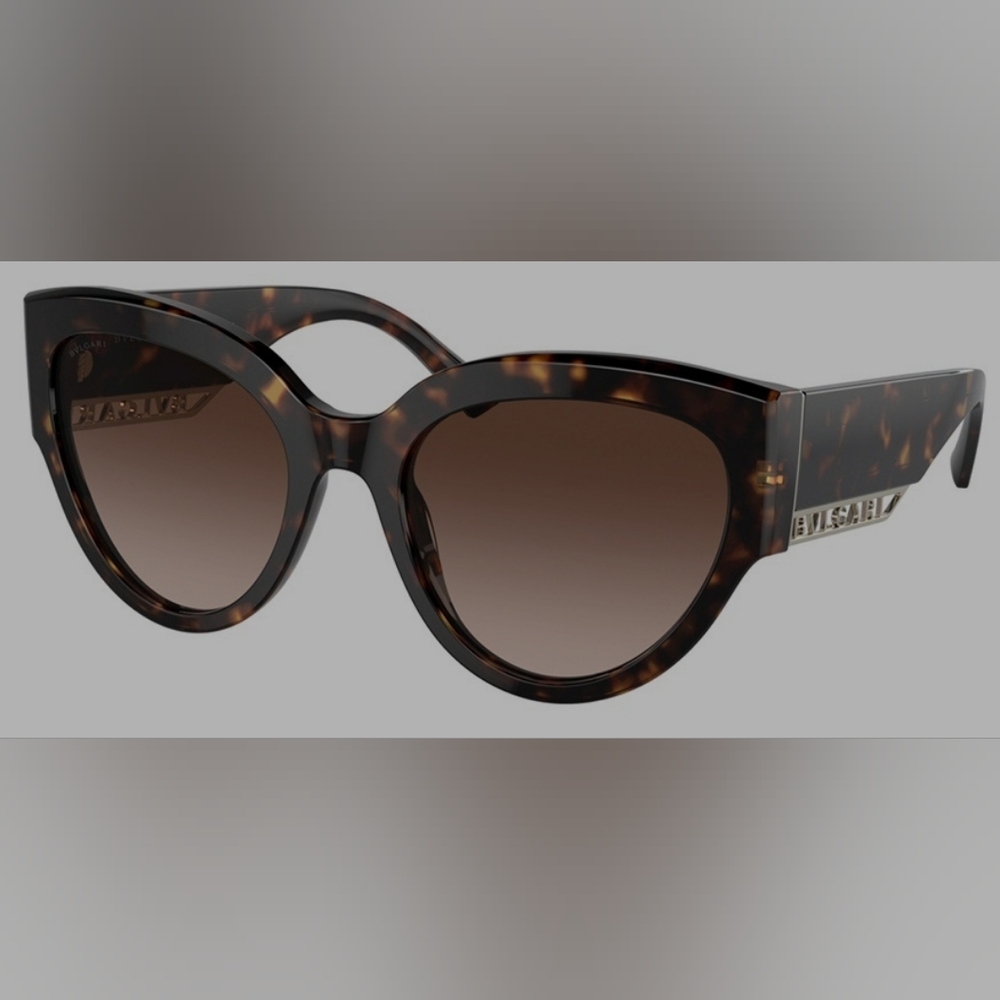 Bulgari Gold and Brown Cat-Eye Sunglasses